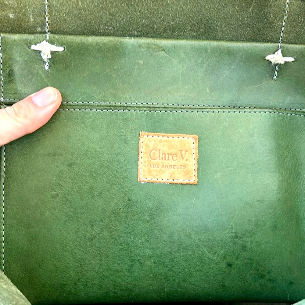 RARE Clare V bag tote leather large green - Picture 5 of 10